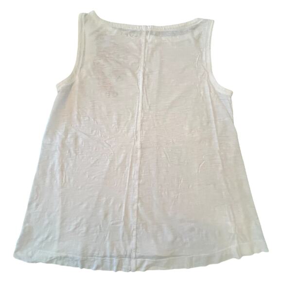 Loft VGUC Mama White Tank Top with Embroidery. Size M - Picture 4 of 5